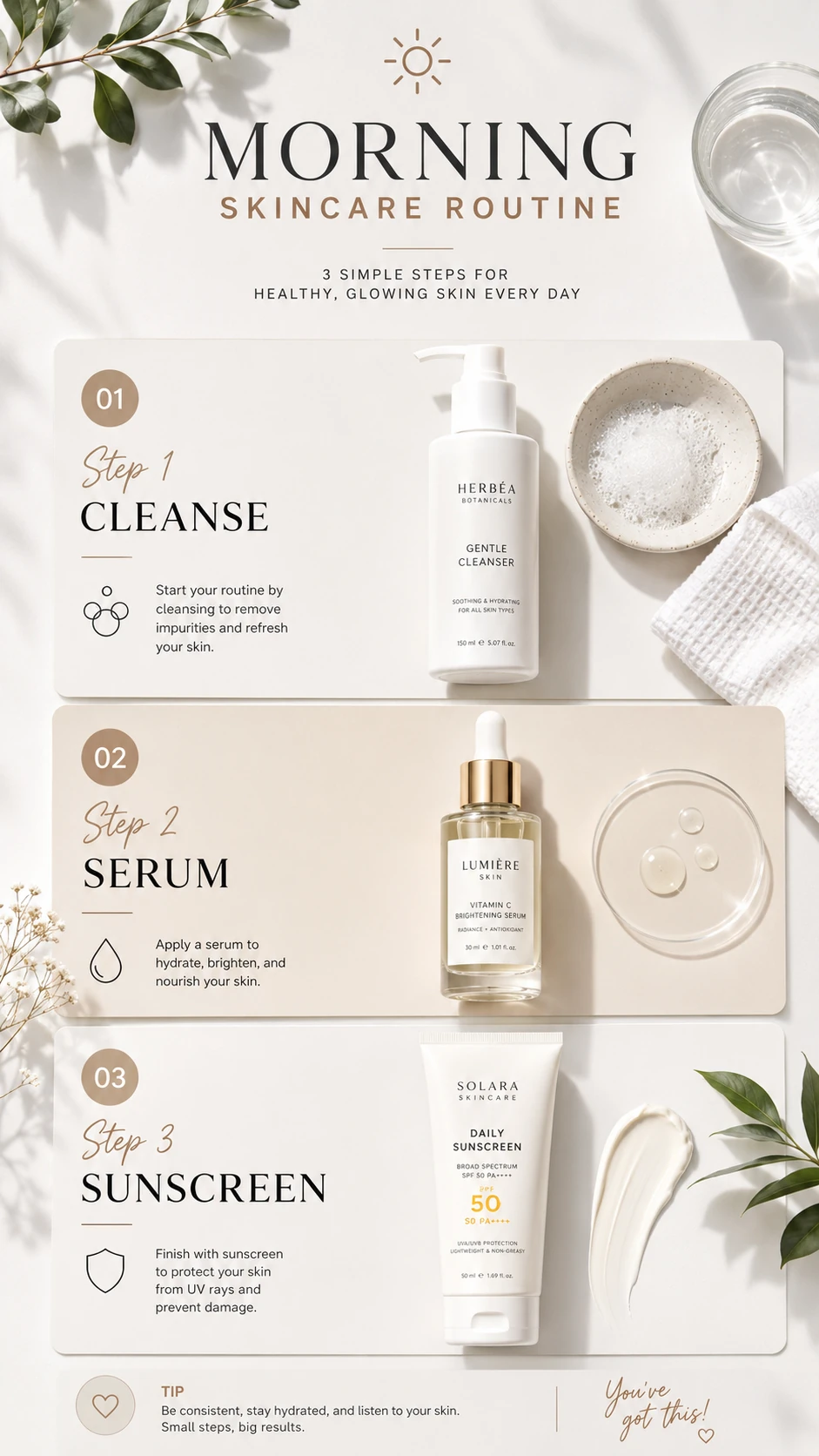 How to apply Gleamcia sunscreen SPF correctly in a morning skincare routine