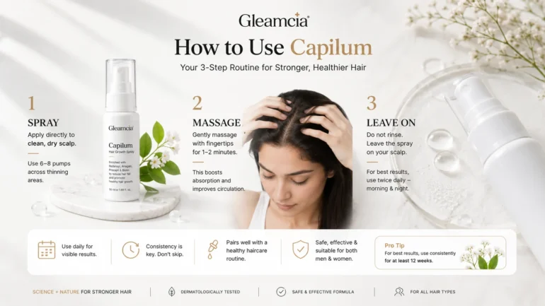 How to use Capilum hair growth spray step by step for thinning hair