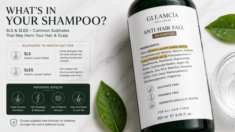 Sulphate ingredients SLS and SLES in shampoo linked to scalp dryness and hair loss