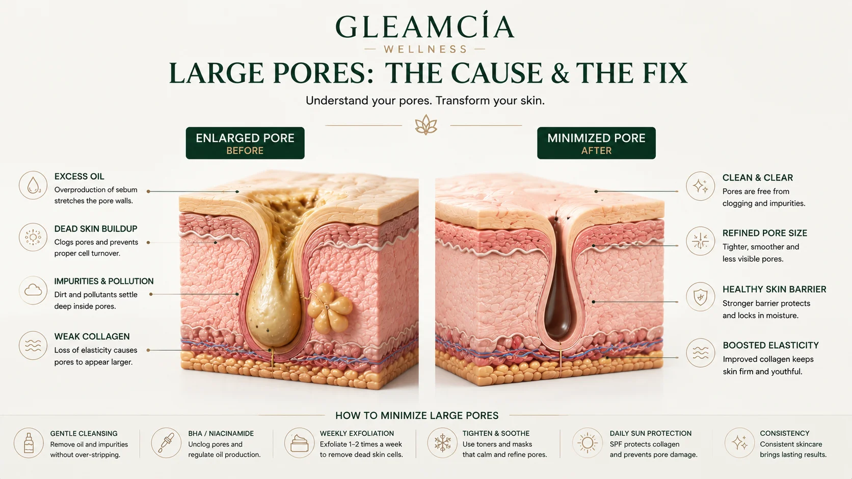 What causes large pores and how to minimize large pores through skincare