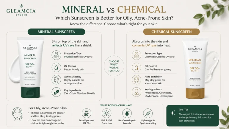 Mineral sunscreen vs chemical sunscreen for oily acne-prone skin in Pakistan
