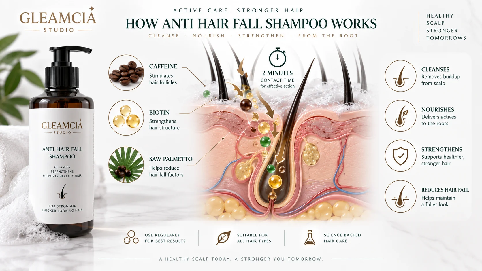 What anti hair fall shampoo does to the scalp — active ingredient contact time during washing