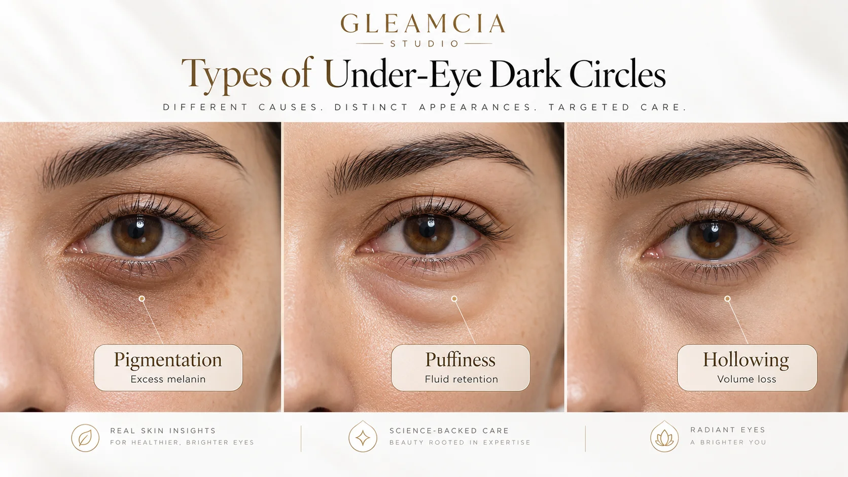 ypes of dark circles under eyes — pigmentation, vascular and hollowing, and what causes each type